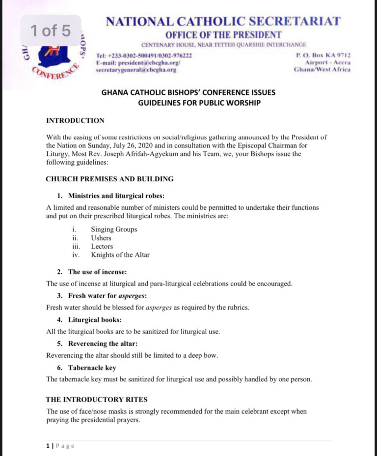 Guidelines on Public Worship – GCBC